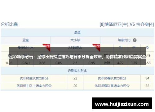 足彩新手必看：足球比赛投注技巧与赛事分析全攻略，助你精准预测赢得奖金